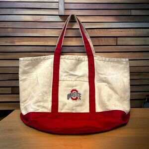 Vintage Ohio State Buckeyes Canvas Tote Bag Boat and Tote Bag Red and Cream